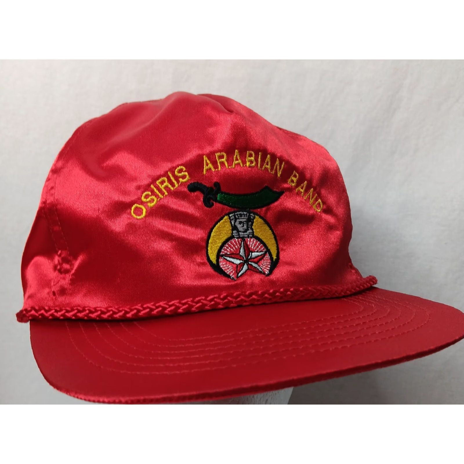 Vintage VINTAGE KC Shriners Osiris Arabian Band Cap Red Satin Adjustable YKK One Size Men Size ONE SIZE - 5 Thumbnail