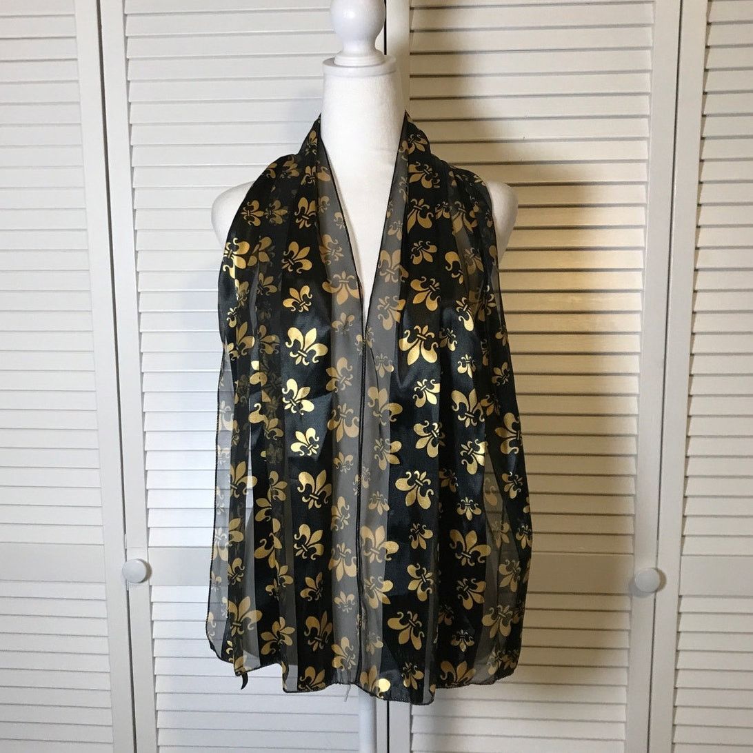 Other Black Gold Fleur de Lis New Orleans Saints Scarf Size ONE SIZE - 1 Thumbnail
