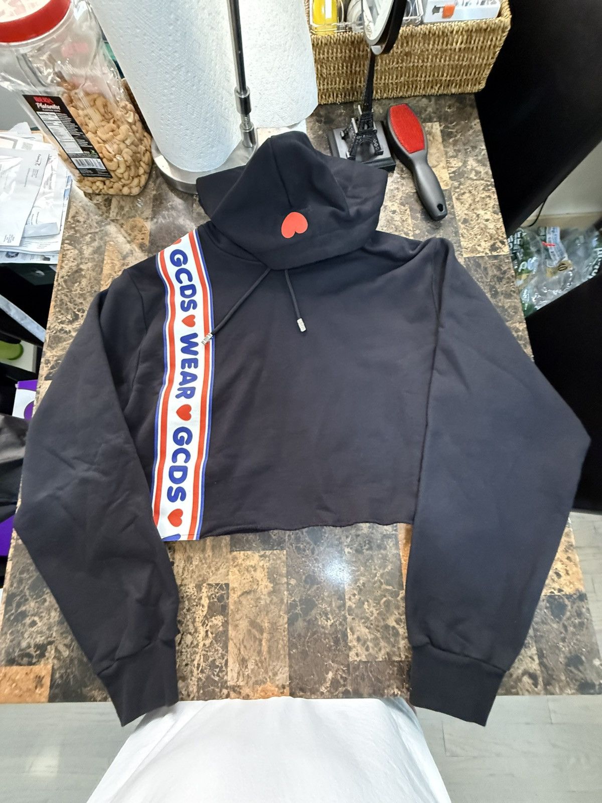GCDS God Can’t Destroy Streetwear (GCDS)- Crop Lovely Hoodie Sz L Size L / US 10 / IT 46 - 3 Thumbnail