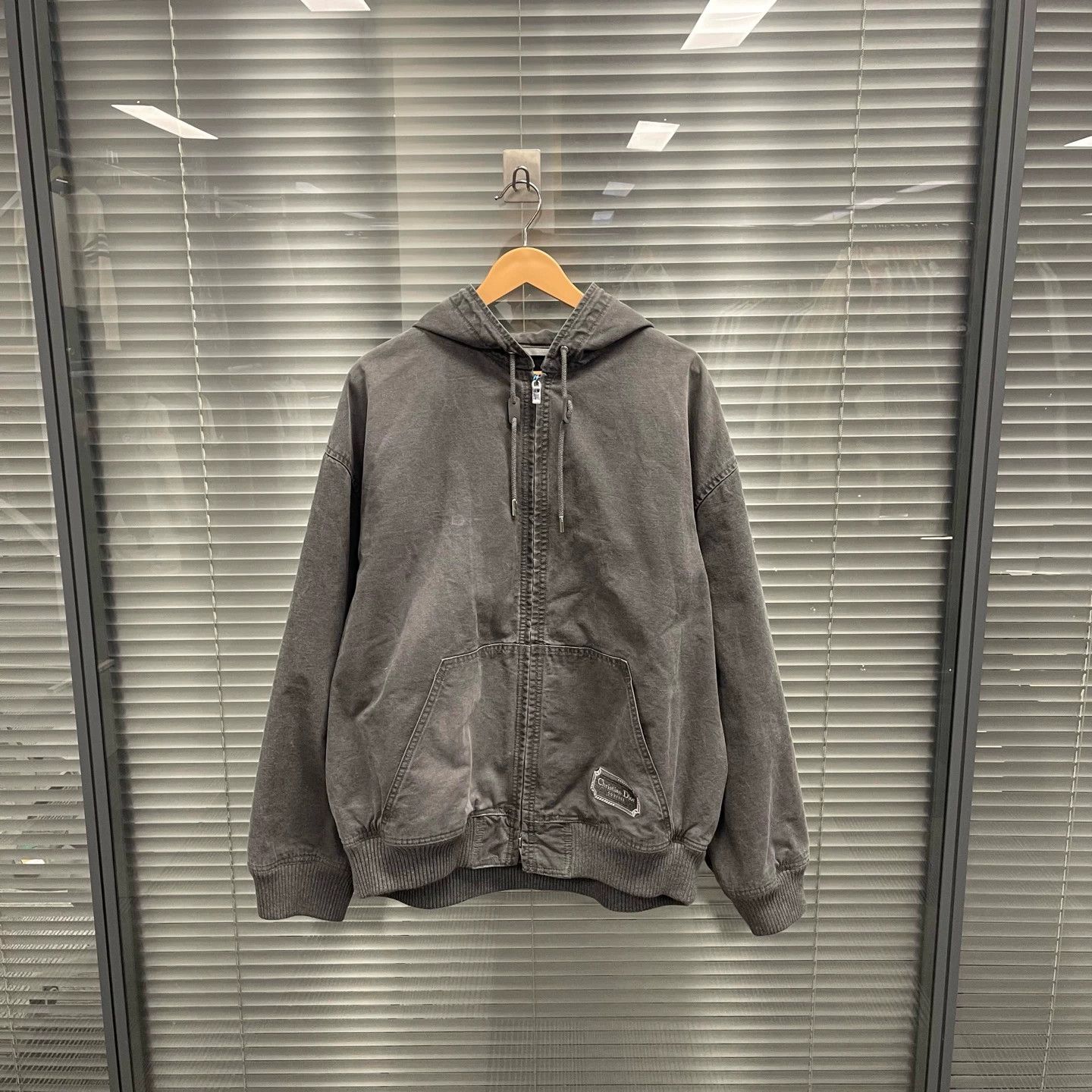 Dior Vintage Gray Embroidered Denim Hooded Jacket