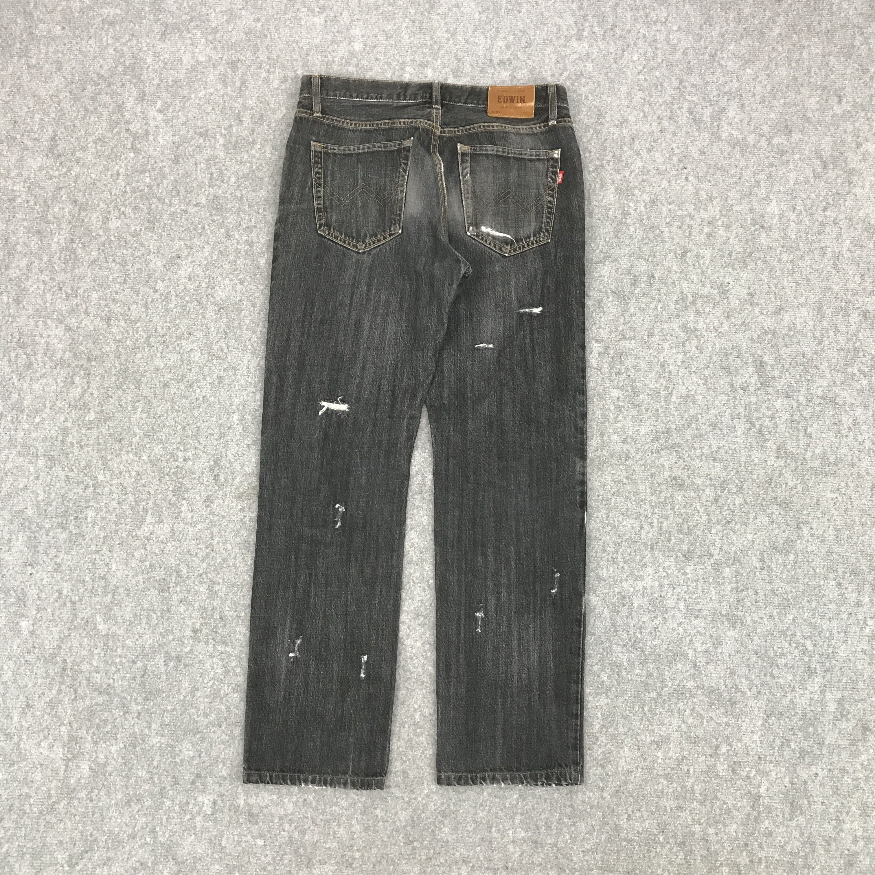 Edwin × Japanese Brand BLACK DENIM EDWIN DISTRESSED PUNK STYLE JEANS Size US 31 - 2 Thumbnail