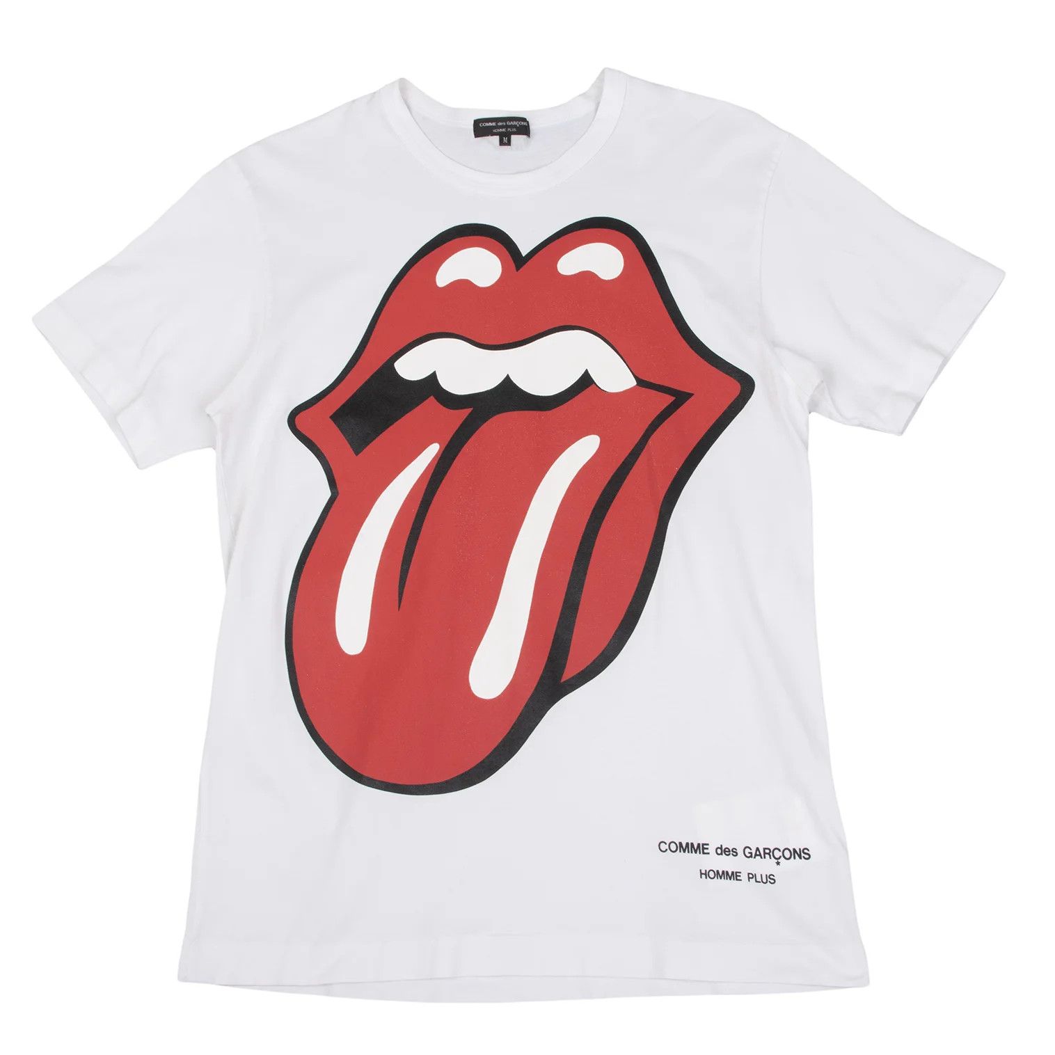 Comme des Garcons Homme Plus Rolling Stones Lip Print Big T-Shirt in White and Red M Size US M / EU 48-50 / 2 - 1 Thumbnail