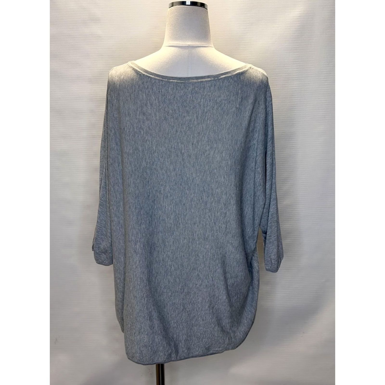 Vintage Garnet Hill Womens Sweater Tunic 3/4 Sleeve Boat Neck Silk Cotton Gray Medium Size M / US 6-8 / IT 42-44 - 3 Thumbnail