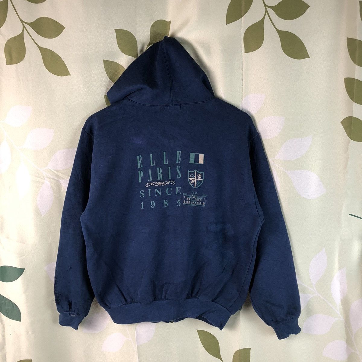 Japanese Brand × Vintage Elle Paris vintage distressed ripped Dark Blue Hoodie #7453 Size US M / EU 48-50 / 2 - 1 Thumbnail