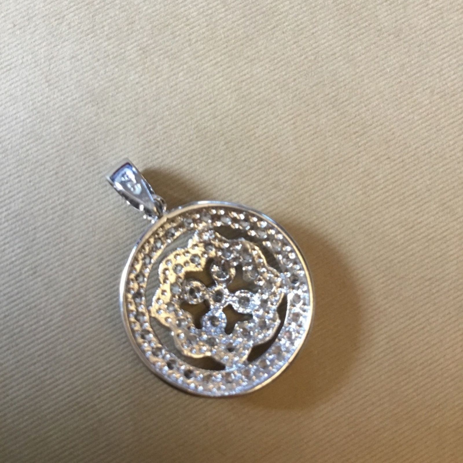 Other Sterling Silver Round Peony Crystals Pendant Size ONE SIZE - 3 Thumbnail