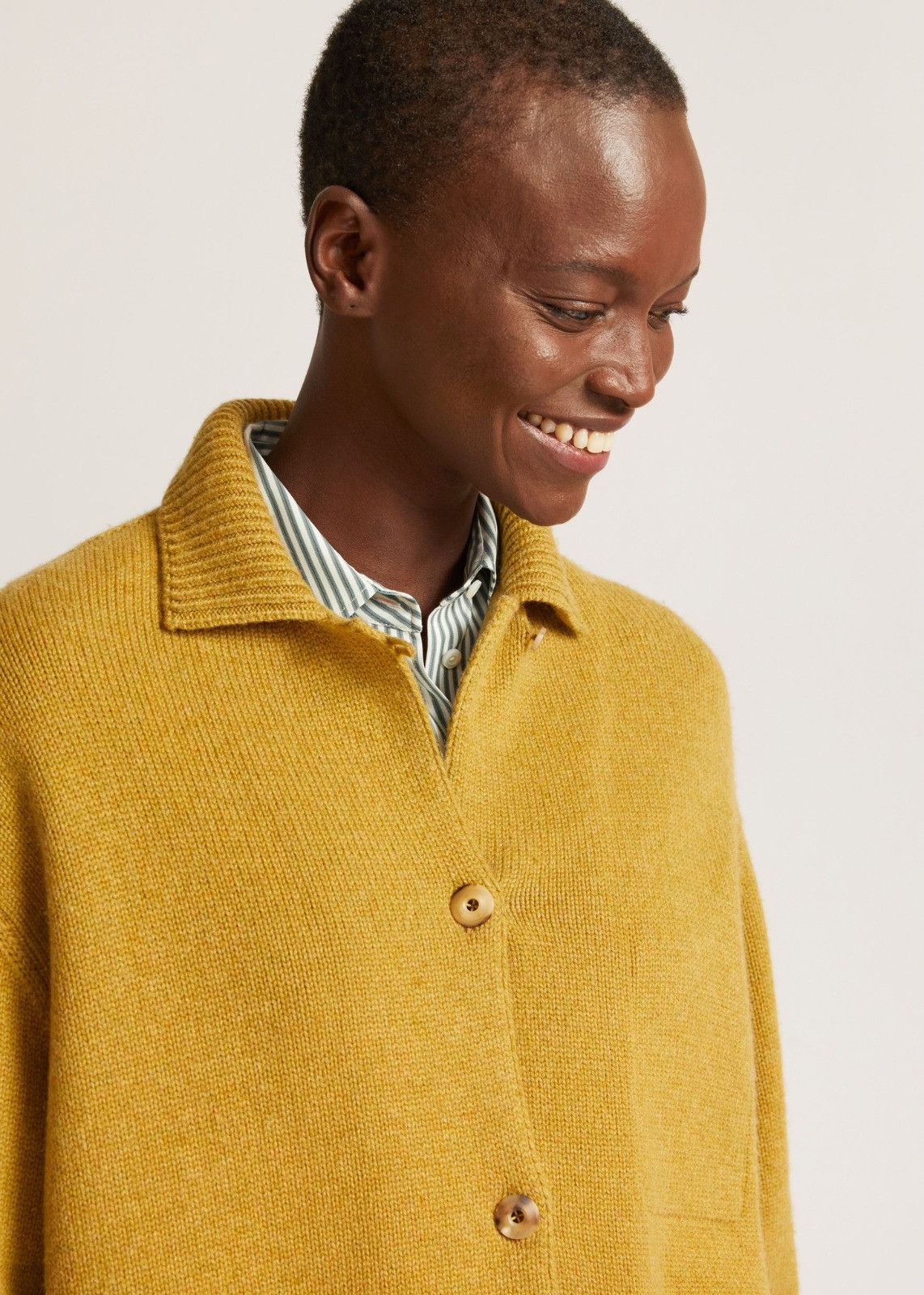 Loro Piana o1srvl11e0125 Plain Knit Cashmere Jacket in Mustard Yellow Size L / US 10 / IT 46 - 5 Thumbnail