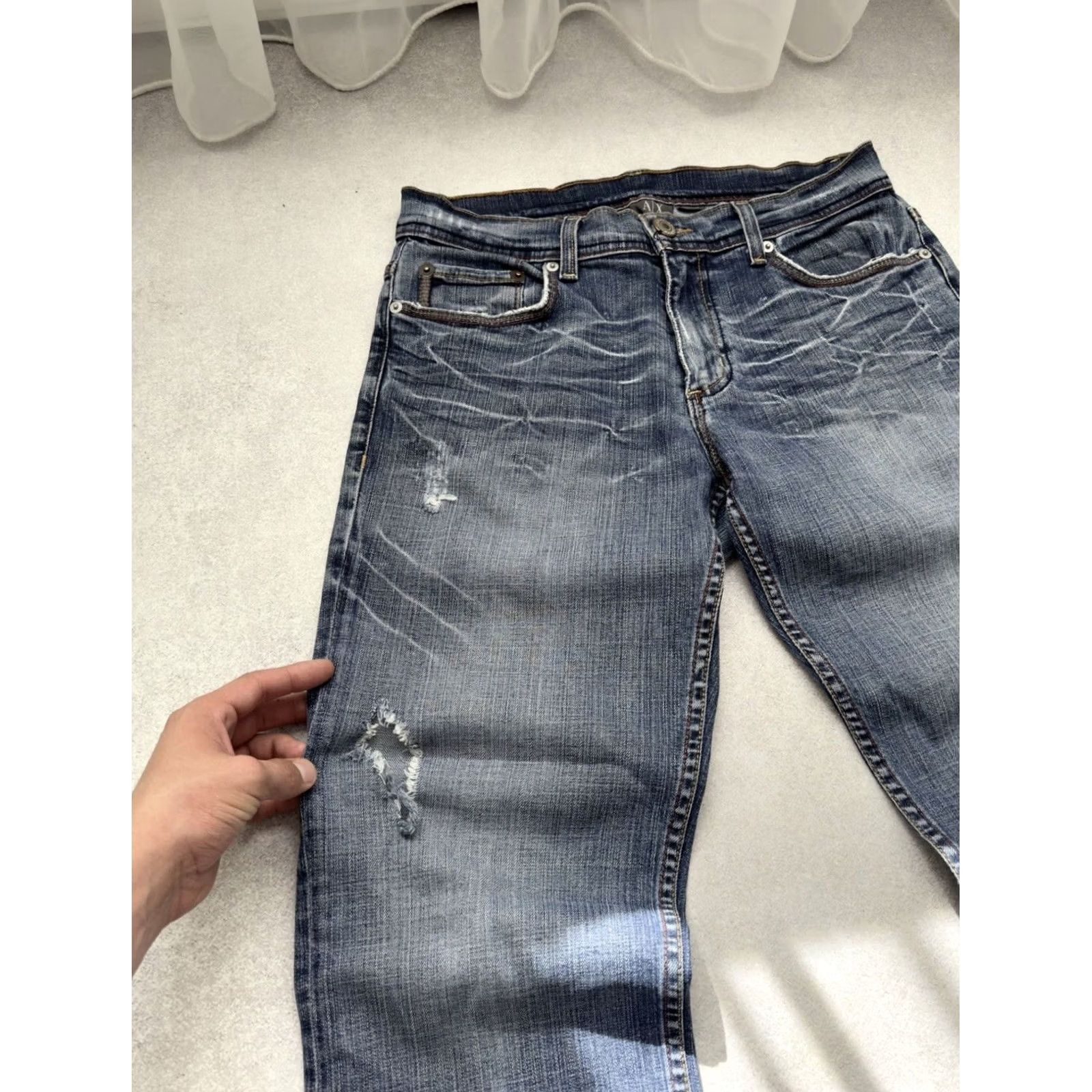 Armani Exchange Armani Exchange Jeans Distressed 90s Vintage Denim Men 30x32 Blue Regular Straight Pants Shirt? Size US 30 / EU 46 - 3 Thumbnail