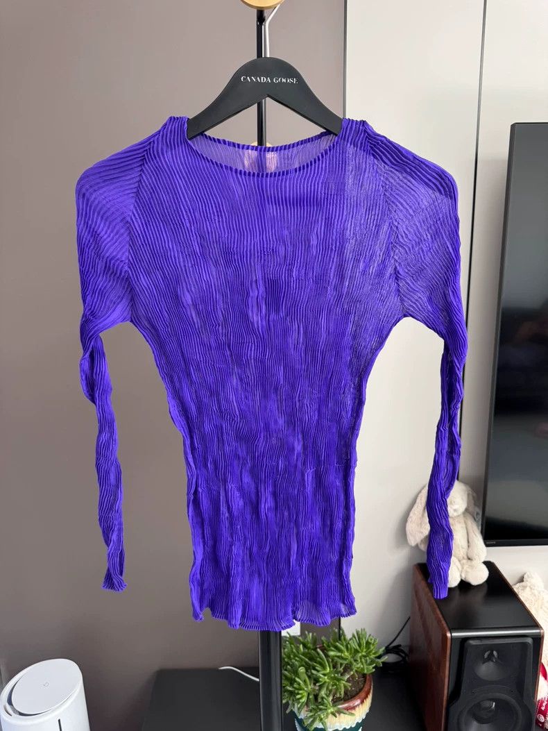 Issey Miyake Issey Miyake size:2 Purple round-neck wicker long-sleeved Size XS / US 0-2 / IT 36-38 - 1 Thumbnail