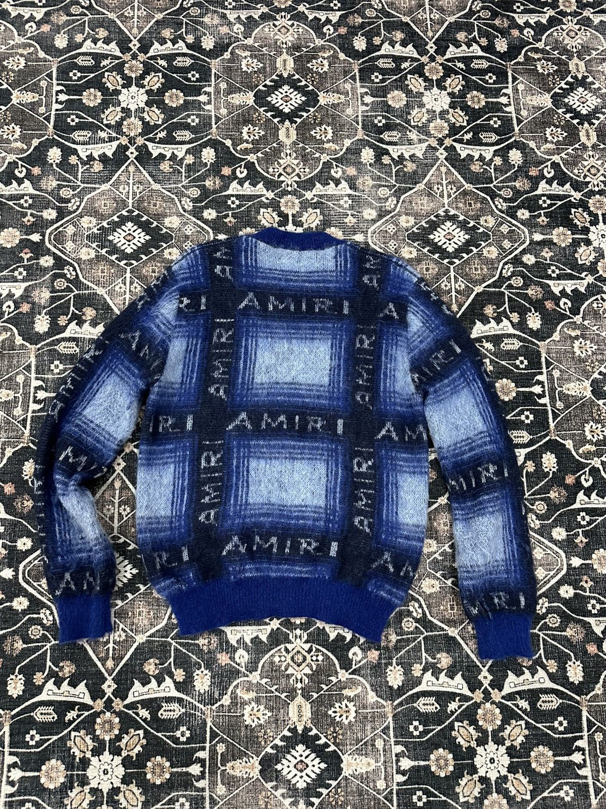 Amiri Blue Brushed Mohair Blend Logo Sweater Size US S / EU 44-46 / 1 - 6 Thumbnail