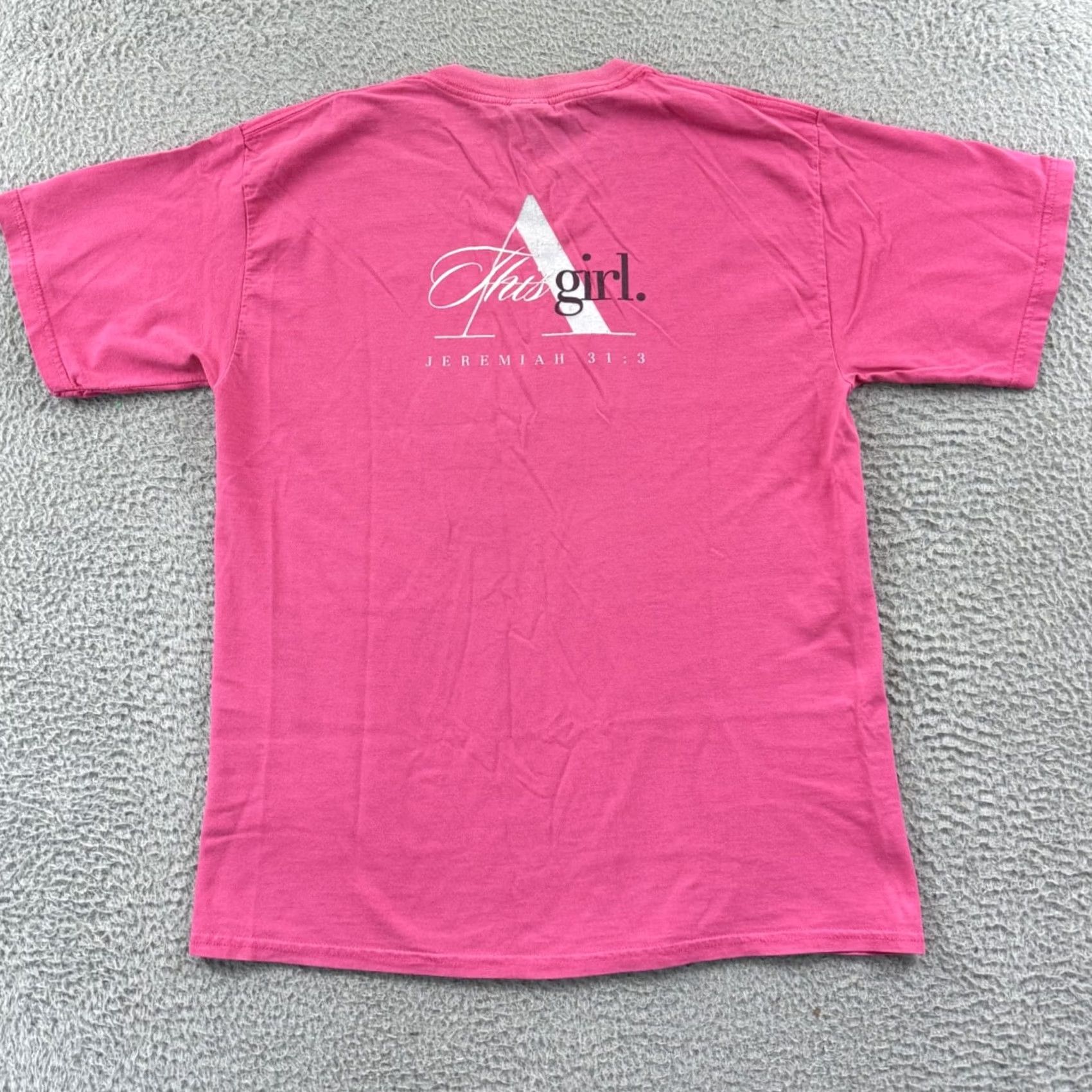 Gildan VINTAGE Jesus Religious Shirt Mens Large Pink 90s Gildan Heavy Cotton T-Shirt Short Sleeve Crew Neck Size US L / EU 52-54 / 3 - 7 Thumbnail