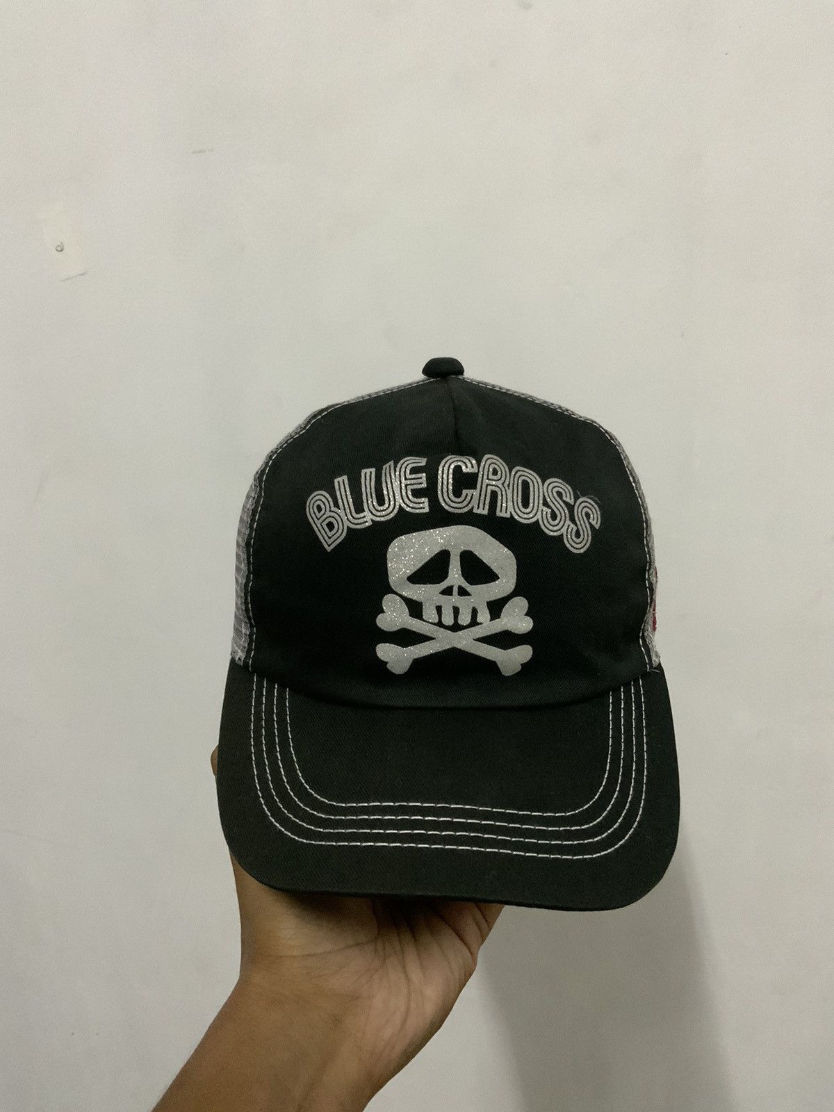 Japanese Brand Blue Cross Skull Trucker Hat Size ONE SIZE - 1 Thumbnail