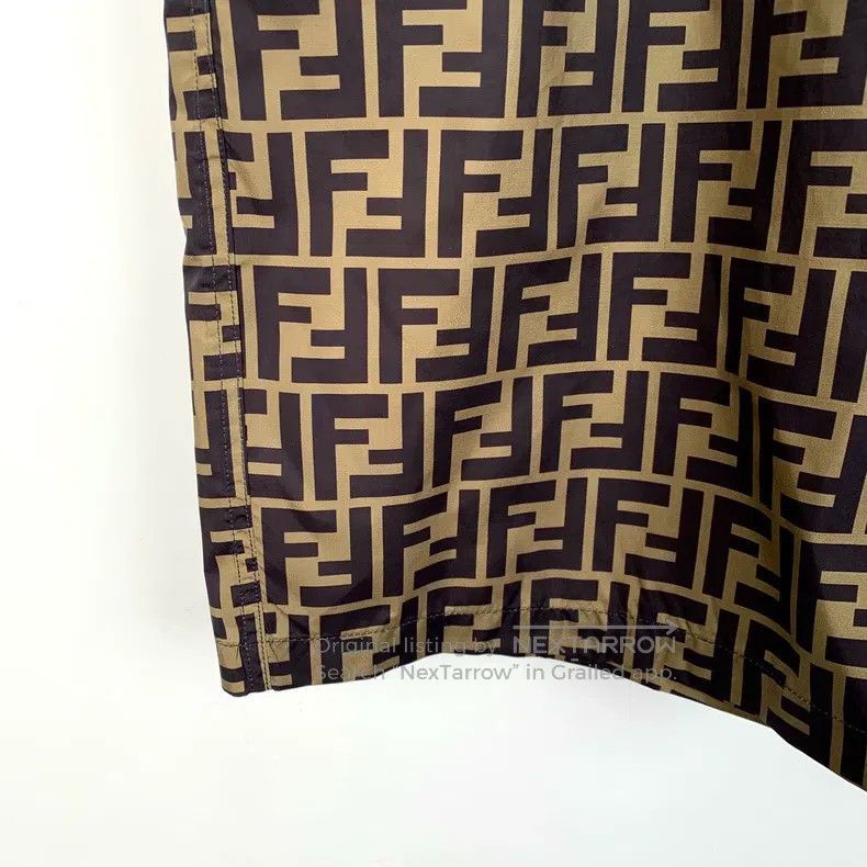 Fendi Fendi Brown logo lettering full print casual shorts Size US 36 / EU 52 - 4 Thumbnail