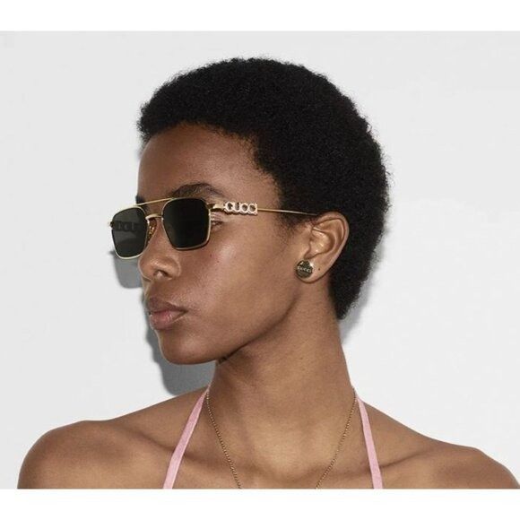 Gucci NEW GUCCI GG1804S 001 SUNGLASSES GOLD UNISEX EYEWEAR GUCCI Size ONE SIZE - 3 Thumbnail