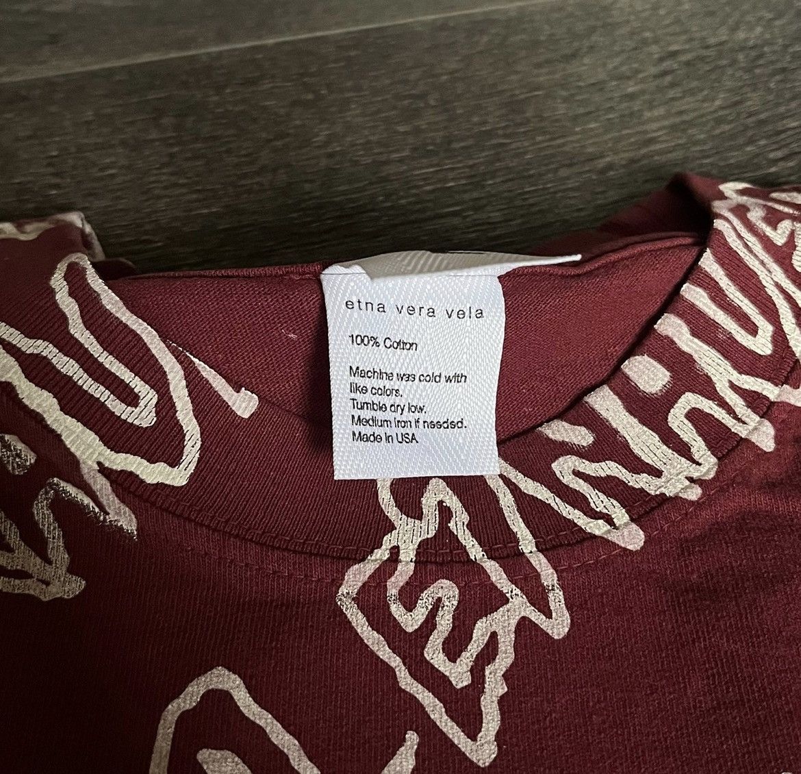 Other Fakemink Etna Vera Vela All Over Print S/S Burgundy T Shirt Size US L / EU 52-54 / 3 - 6 Thumbnail