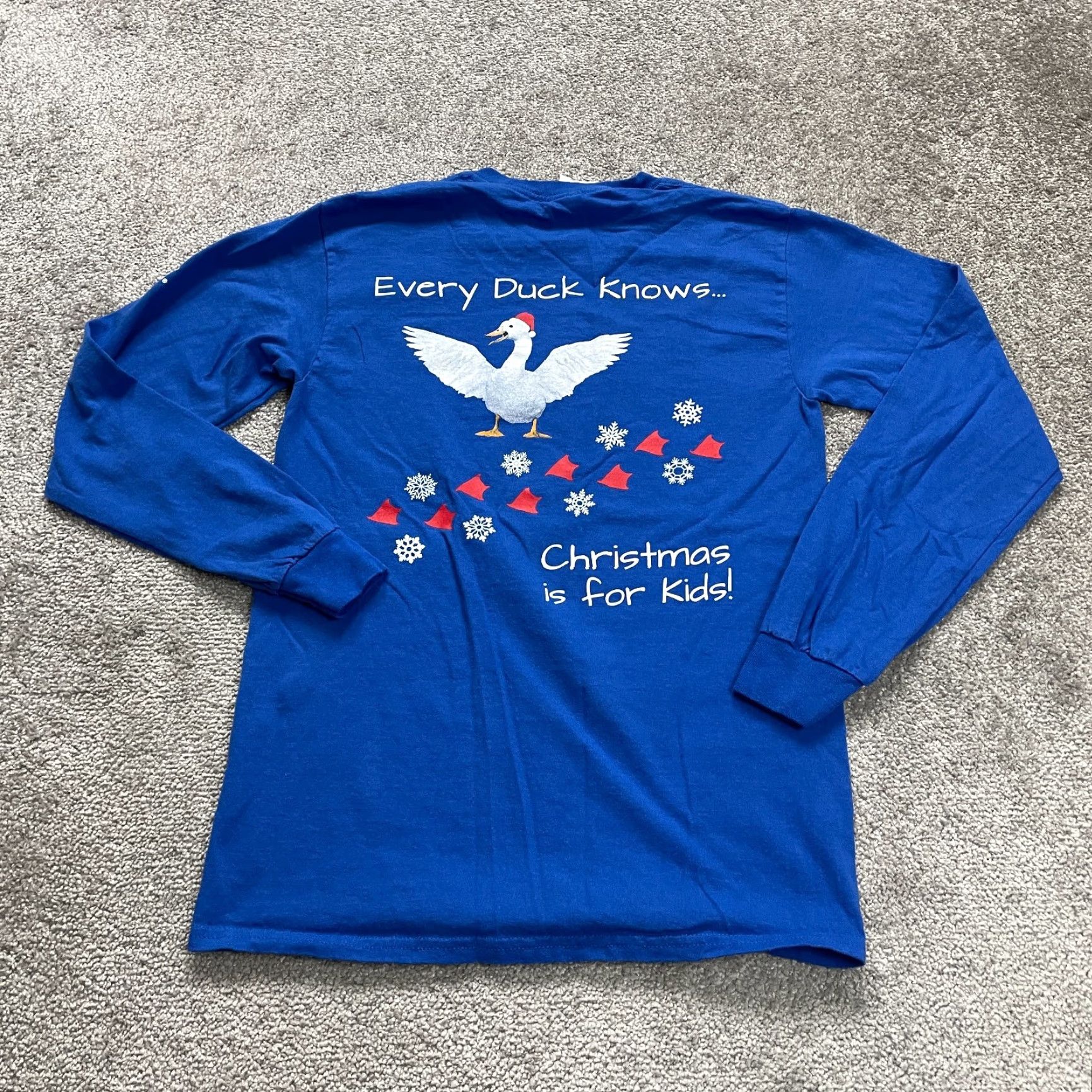 Gildan Gildan Ultra Cotton Christmas T-Shirt Unisex Small Blue Graphic Long Sleeve Size US S / EU 44-46 / 1 - 2 Thumbnail