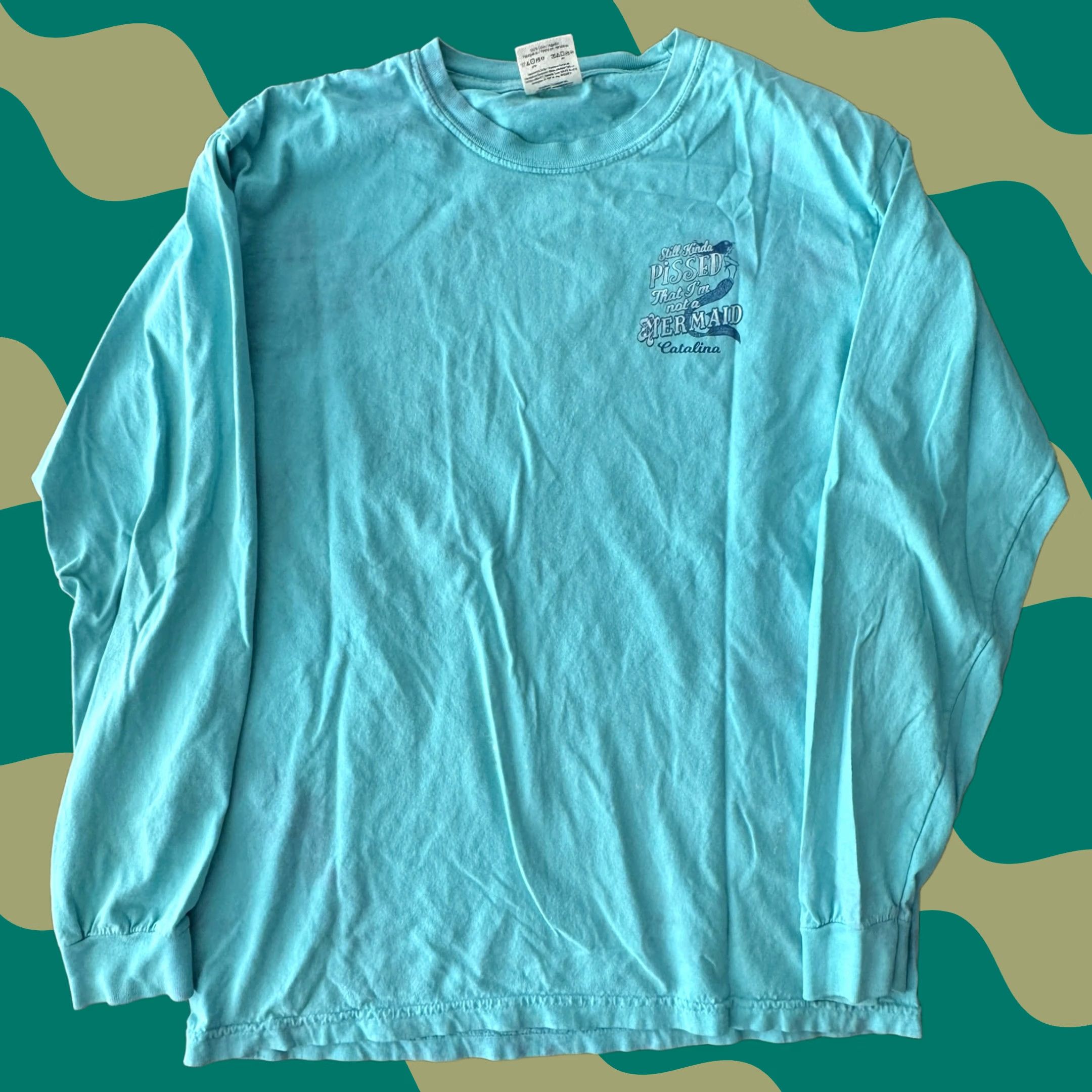 Vintage VINTAGE Still Pissed I'm Not A Mermaid Longsleeve Graphic Surf Tee M Mens Black Y2K Size US M / EU 48-50 / 2 - 1 Thumbnail
