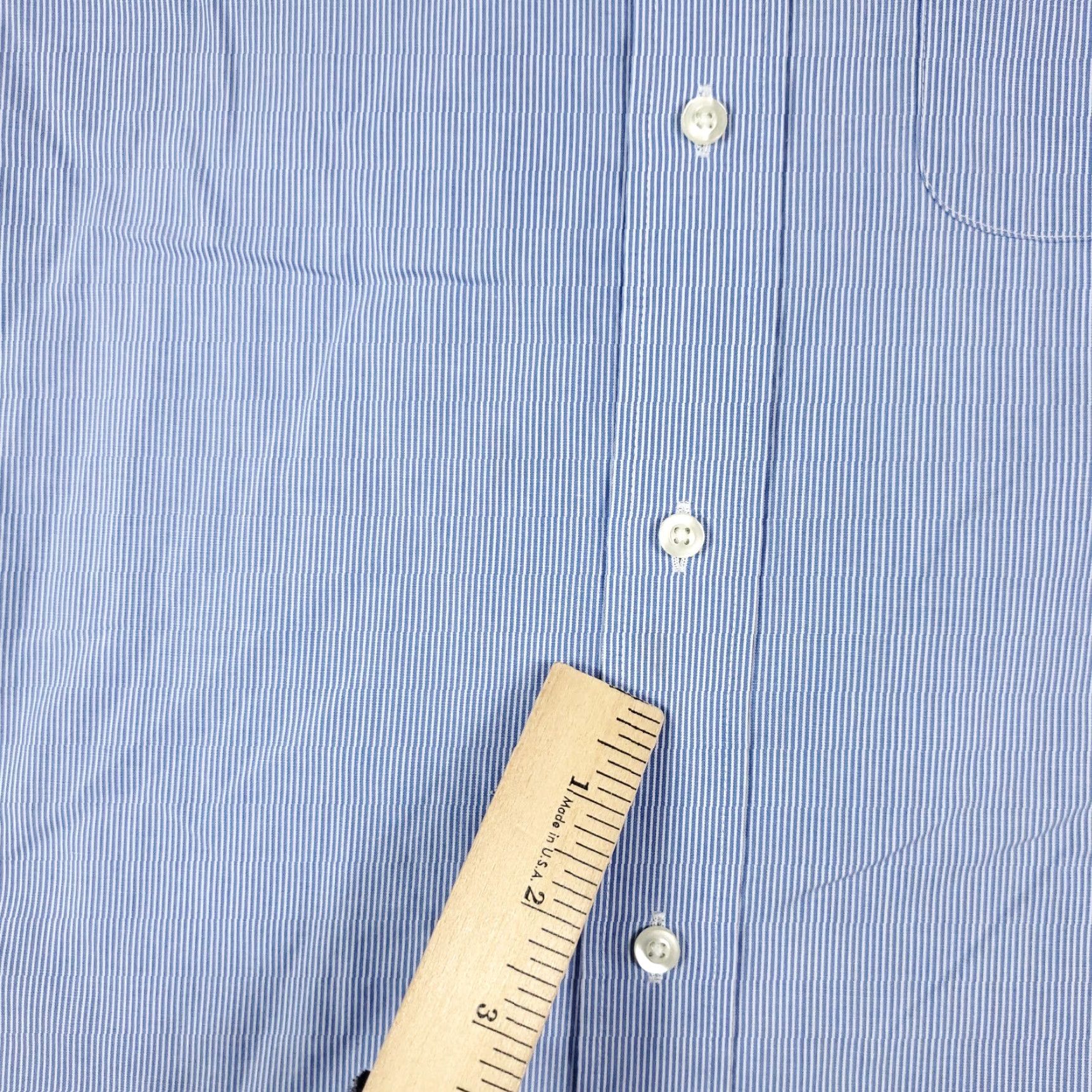 Tommy Hilfiger Tommy Hilfiger Blue Striped Dress Shirt Mens 15.5 Long Sleeve Button Up Regular Fit Size 40R - 4 Thumbnail