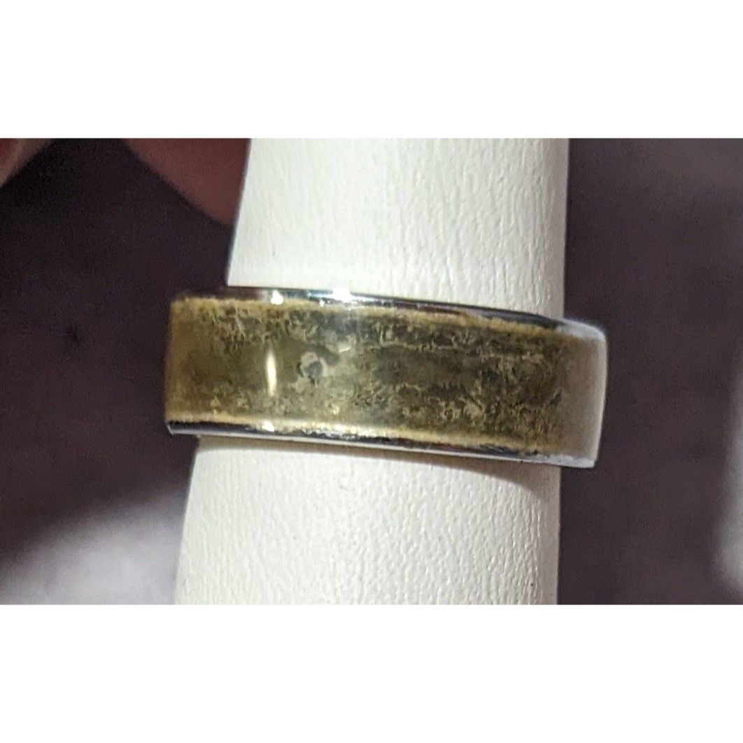 Other Casual Grunge Silver Tone Crackled Green/Brown Inlay Ring Si Size ONE SIZE - 8 Thumbnail