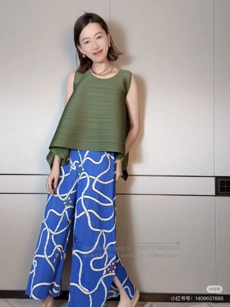 Issey Miyake Issey Miyake size:3 Blue Wave Straight - Leg Wide - Leg Pa Size 31" - 8 Thumbnail