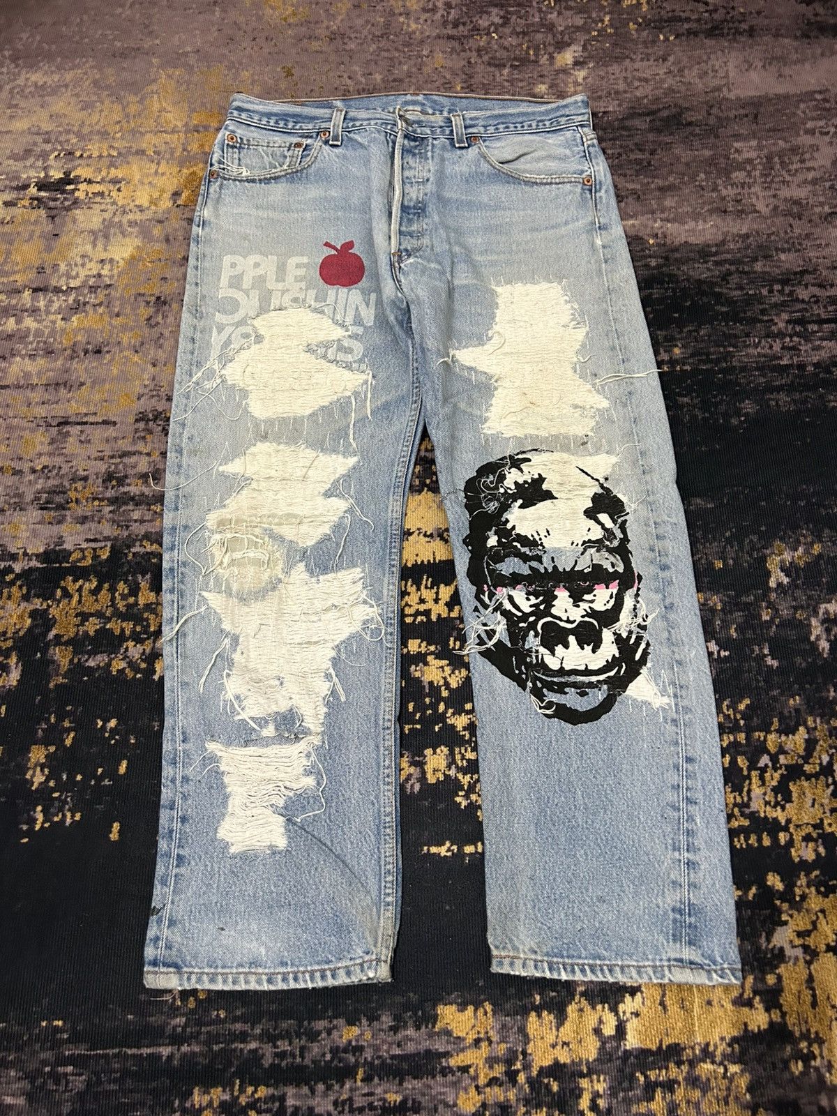 Levi's Vintage Clothing Vintage Levis 501XX Sample Rippert Gorilla Aplle Print Size US 33 - 3 Thumbnail