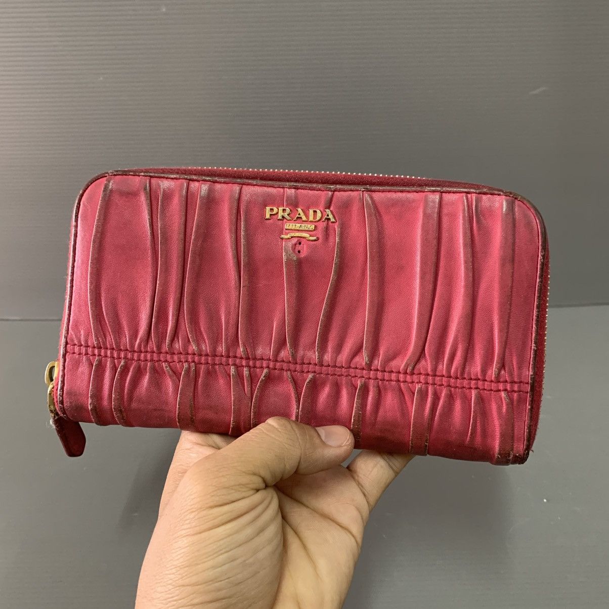 Prada Prada Pink Leather Wallet Size ONE SIZE - 2 Thumbnail
