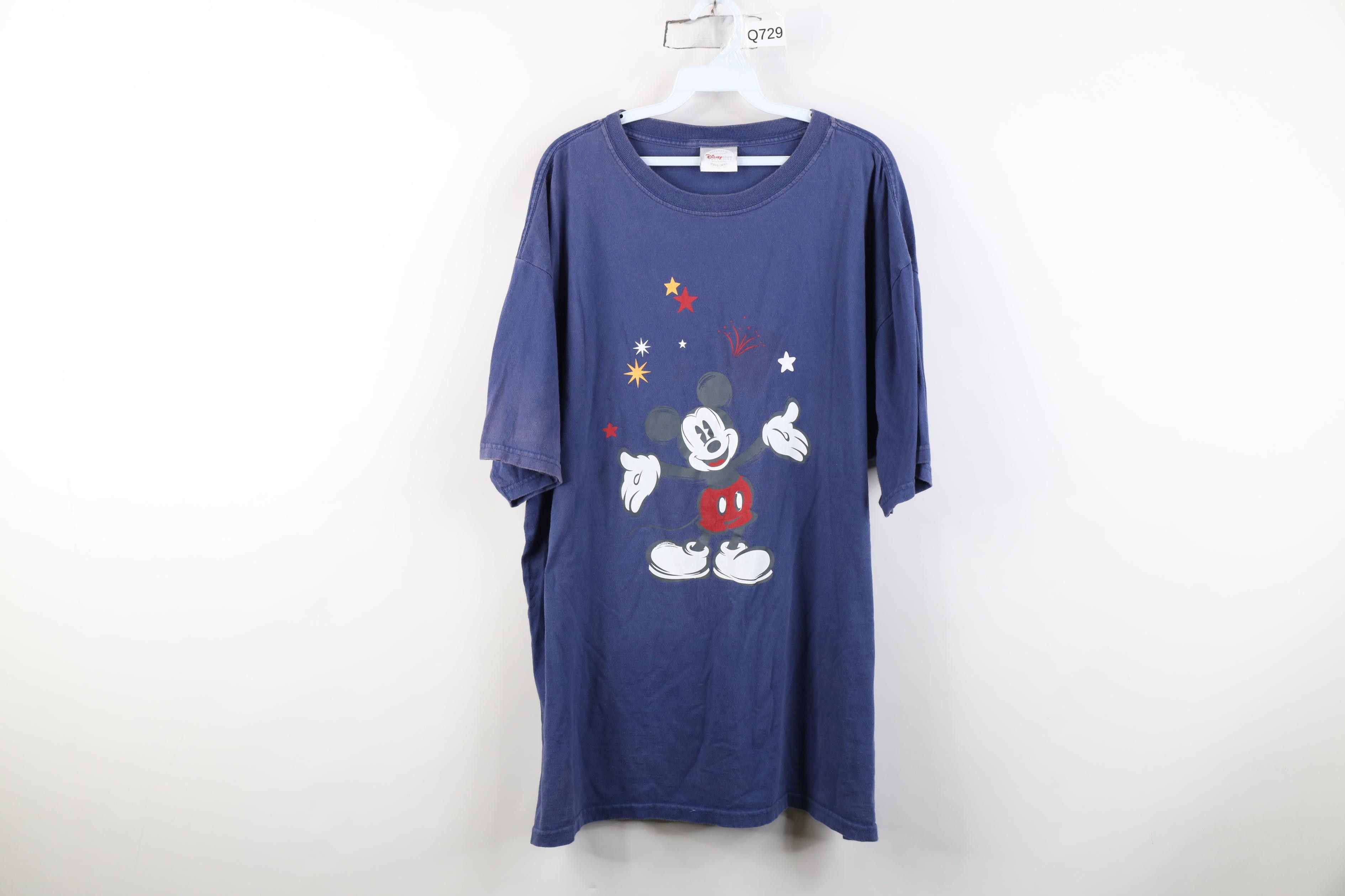 Disney Vintage 90s Y2K Disney Mickey Mouse Fireworks T-Shirt Blue Size US XXL / EU 58 / 5 - 1 Thumbnail