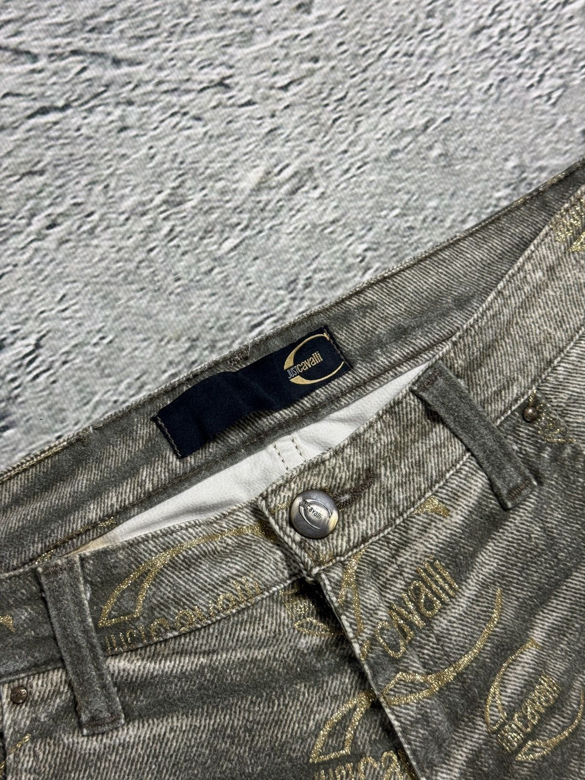 Roberto Cavalli Just Cavalli flared jeans monogram fullprint Y2K washer Size 27" / US 4 / IT 40 - 11 Thumbnail
