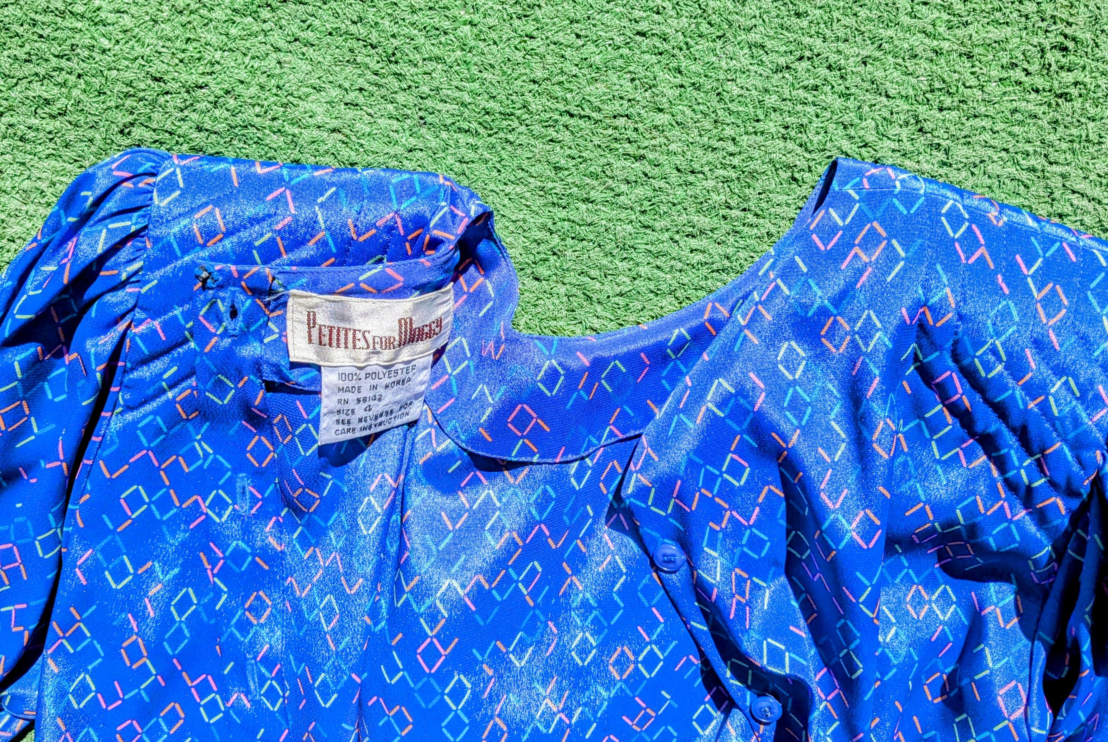 Designer 1980 Shimmer VTG Blouson Maxi Petites for Maggy Dress Size S / US 4 / IT 40 - 5 Thumbnail