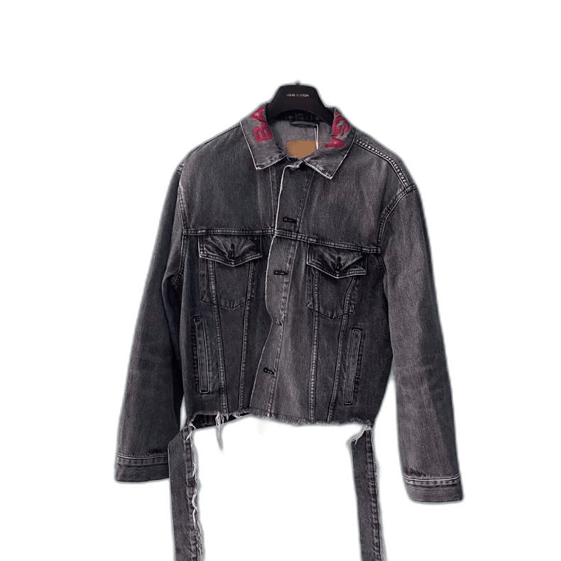 Balenciaga balenciaga red collar logo denim jacket Size US XXS / EU 40 - 1 Thumbnail