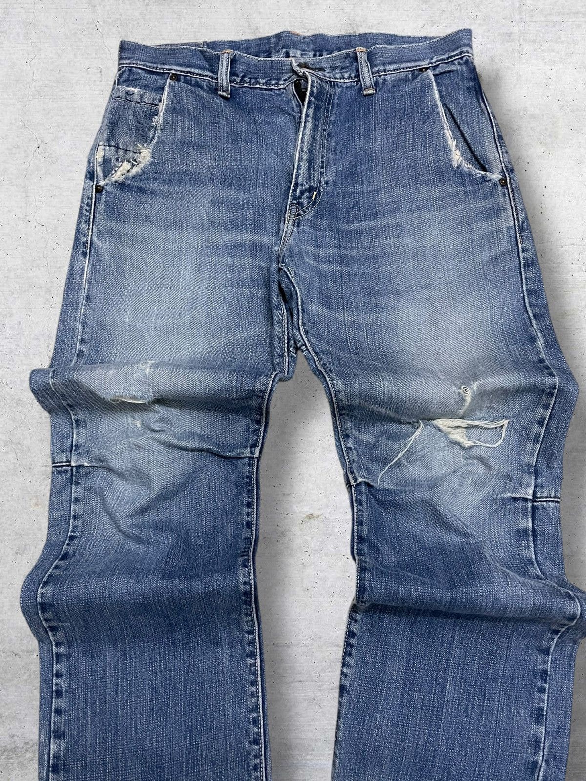 Japanese Brand VINTAGE STUDIO ECRU 90S JAPAN DESIGNER RARE DISTRESSED DENIM Size US 32 / EU 48 - 4 Thumbnail