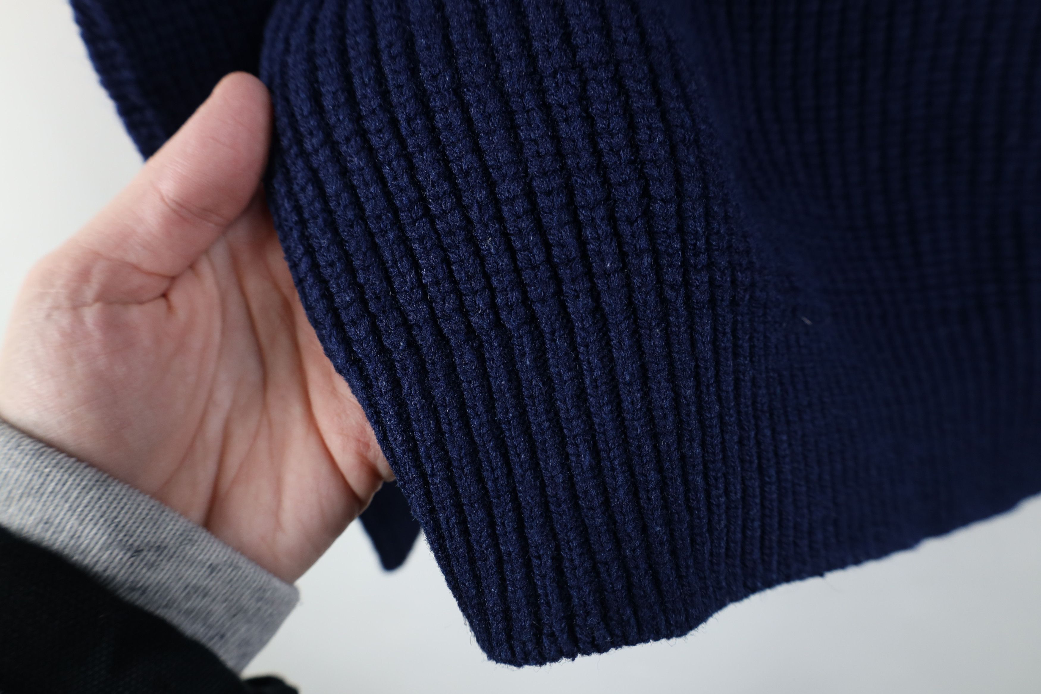 Vintage Vintage 70s Streetwear Ribbed Knit Shawl Sweater Blue Size S / US 4 / IT 40 - 8 Thumbnail