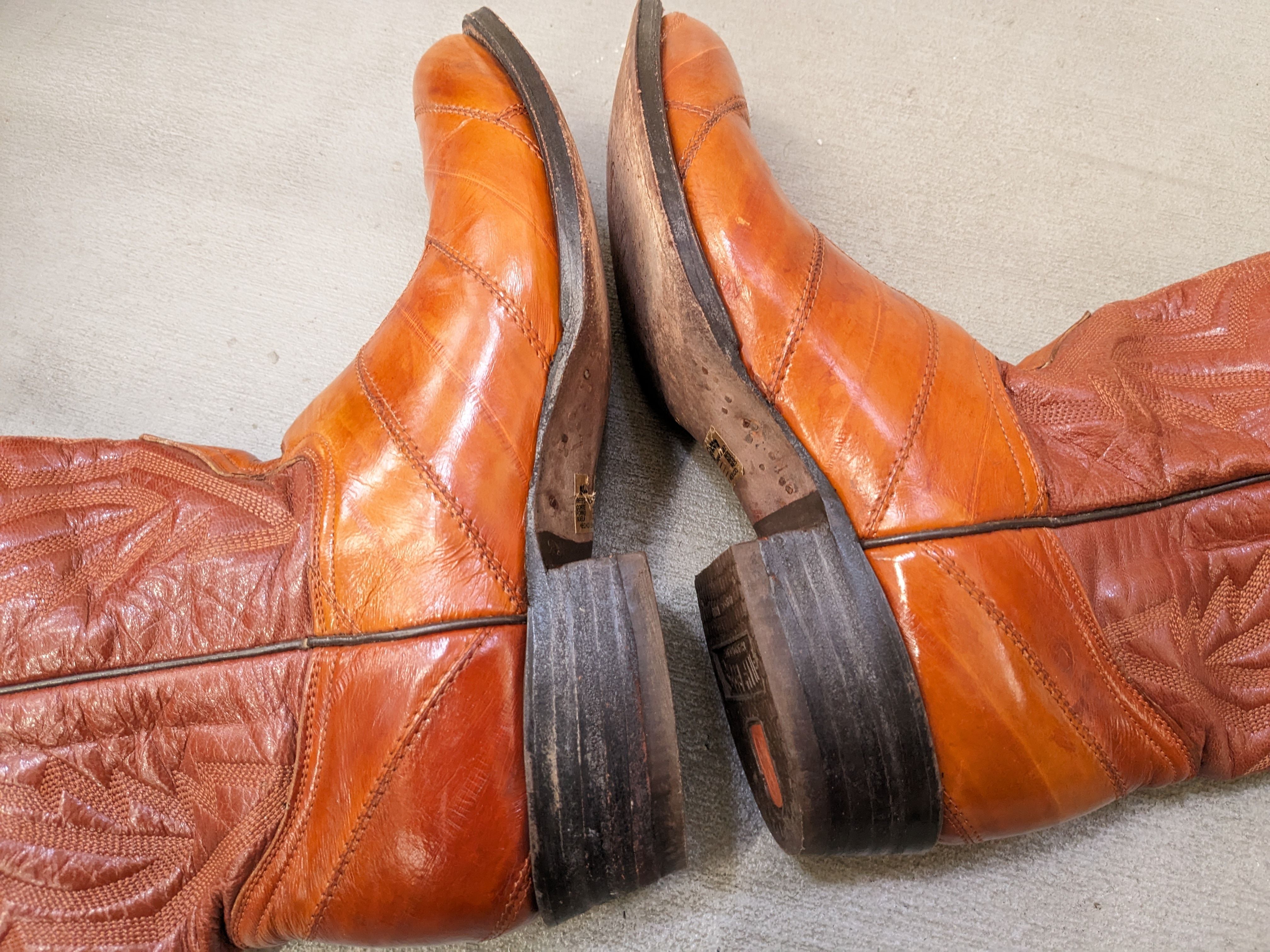 Vintage Cowboy Boots Brown Size 10 Eel Leather Botas Mexico Size US 10 / EU 43 - 9 Thumbnail