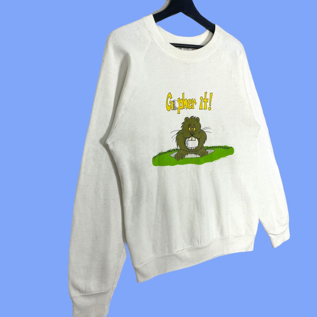 Fruit Of The Loom Vtg 90s Fruit Of The Loom Gropher It Cartoon Logo Sweatshirt Size US S / EU 44-46 / 1 - 2 Thumbnail