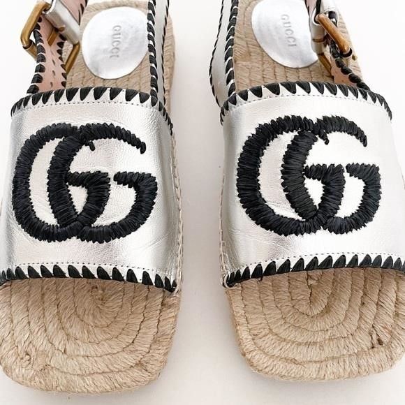 Gucci Authentic - Pilar Embroidered Double G Logo Slingback Espadr Size US 5 / IT 35 - 9 Thumbnail