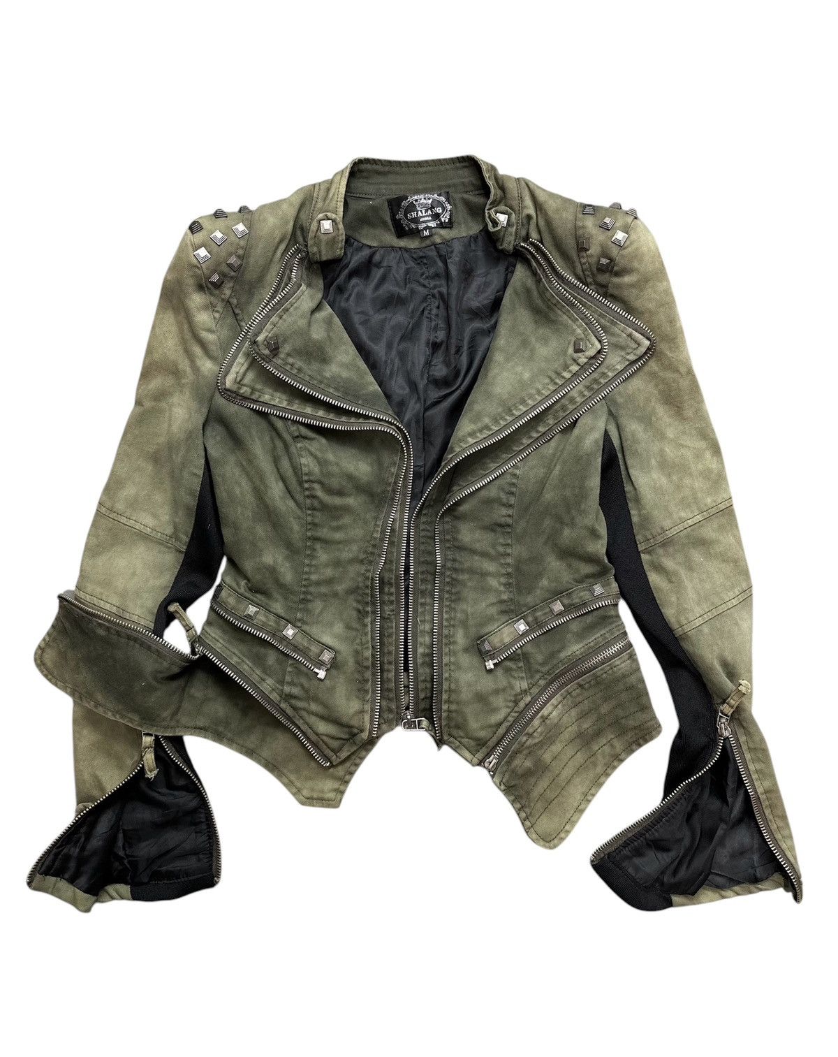 20471120 SICK FADED ARCHIVE Avant-Garde CROPPED STUDDED JACKET Size XS / US 0-2 / IT 36-38 - 4 Thumbnail