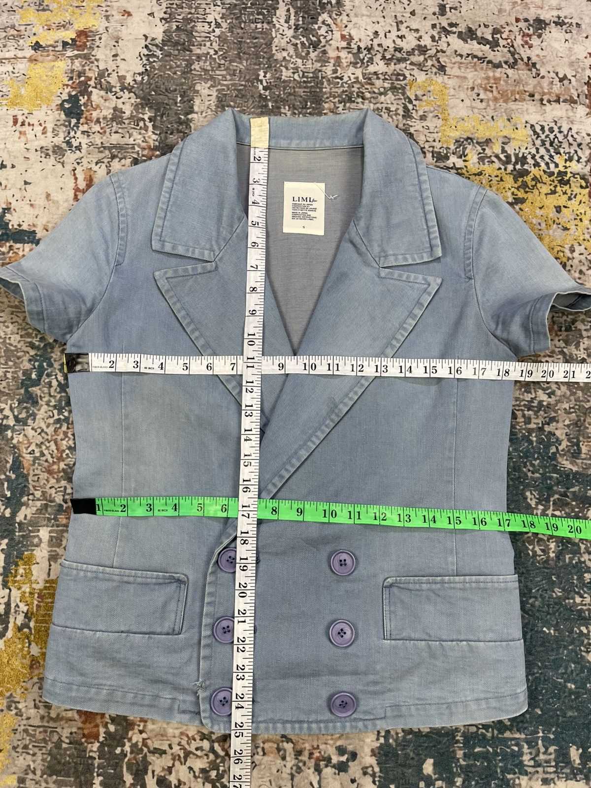 Limi Feu LIMI feu Cotton Crop Double Breasted Denim Jacket Size S / US 4 / IT 40 - 9 Thumbnail