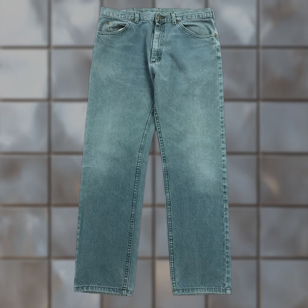 Vintage VINTAGE LL Bean Jeans Mens 35x32 Green Denim Straight 5-Pocket 90s Vintage Green Jeans Regular Mens Size US 35 - 1 Thumbnail