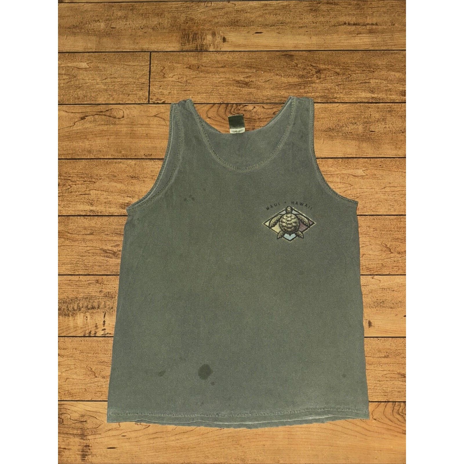 Gildan Vintage Maui Hawaii Turtle Tank Top Shirt Green Medium 19x26 Size US M / EU 48-50 / 2 - 3 Thumbnail