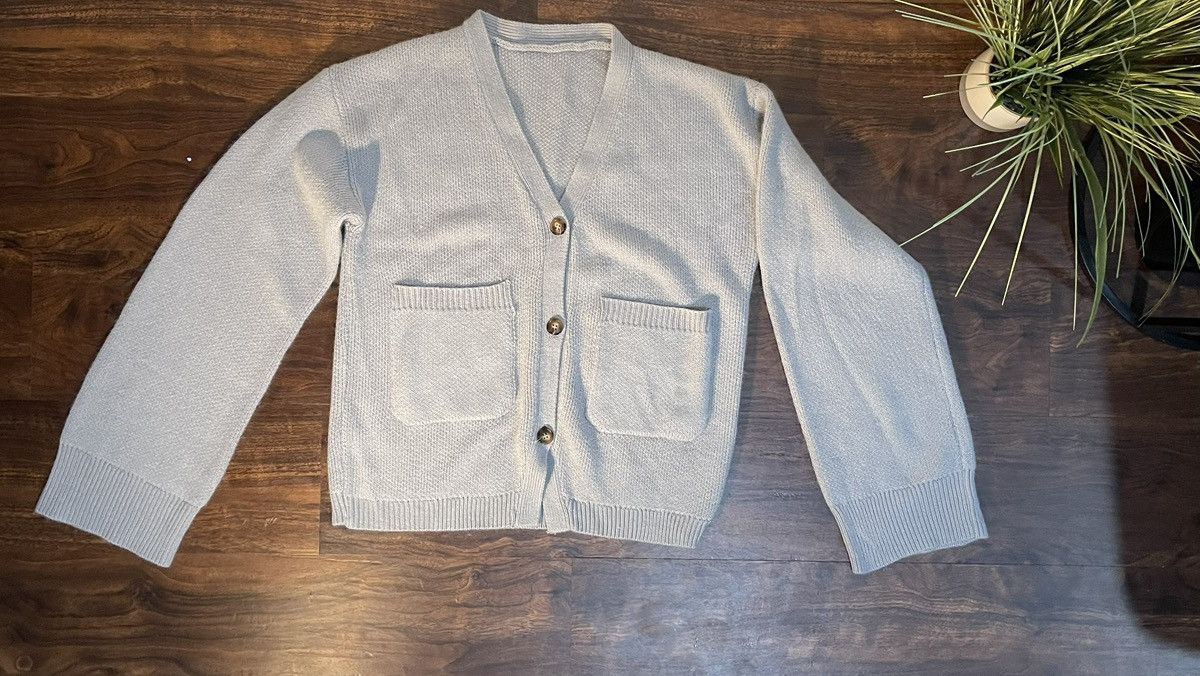 Japanese Brand Light blue Cropped Wool-Blend Cardigan Sweater Size US S / EU 44-46 / 1 - 2 Thumbnail