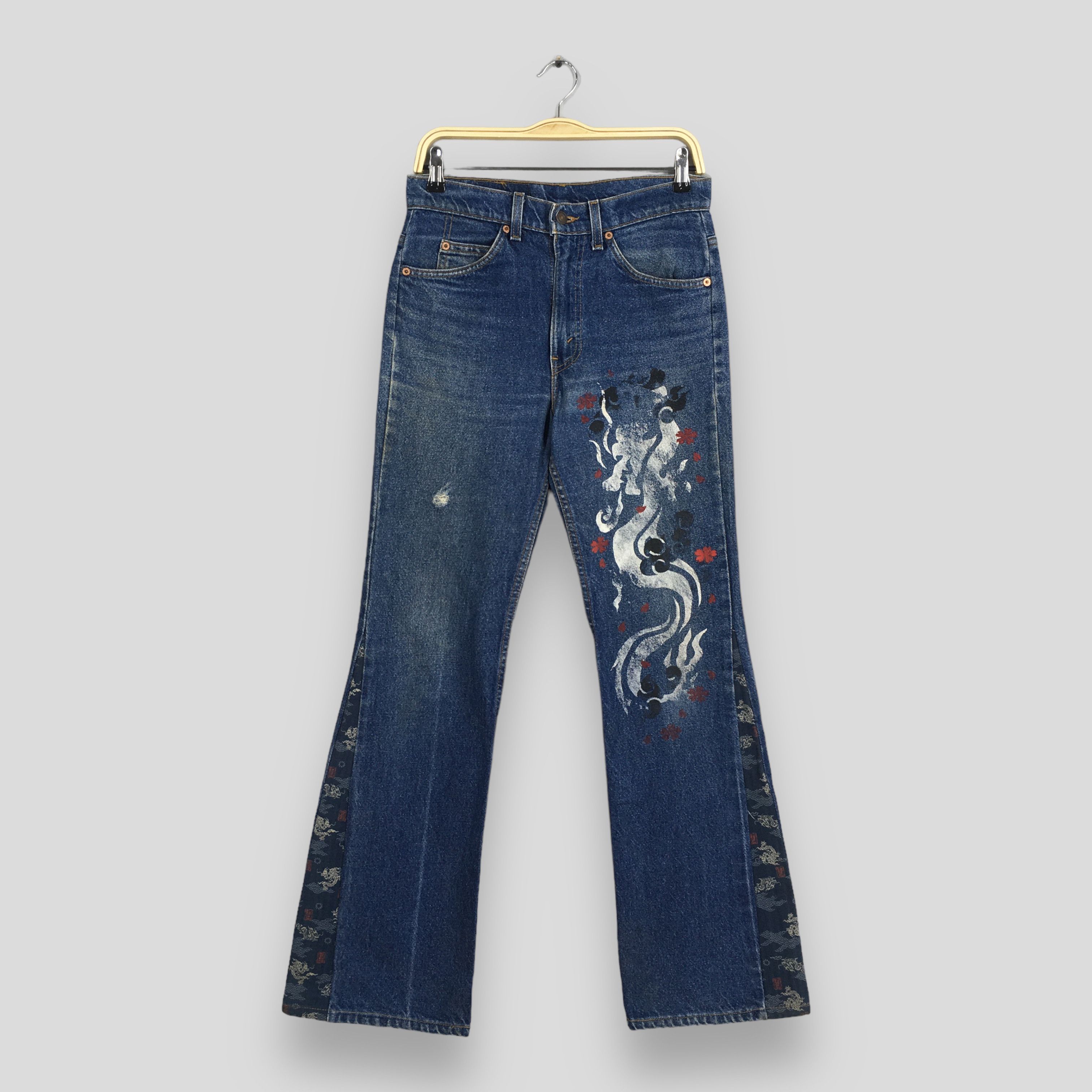 Levi's Size 29x31 Vintage 90s Levi's 517 Flared Painted Jeans S627 Size US 29 - 1 Thumbnail