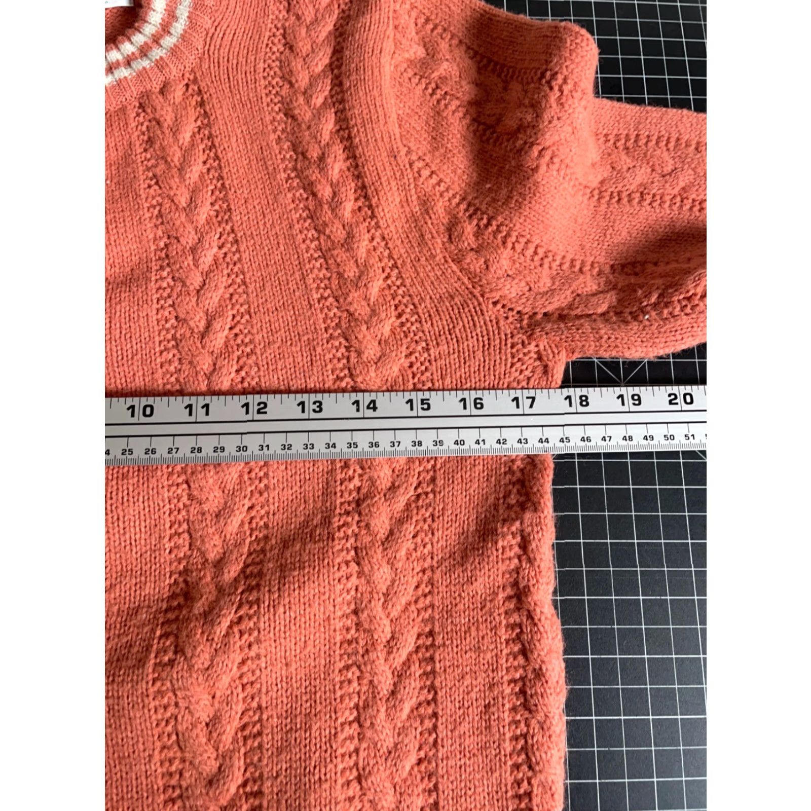 Pinko VINTAGE Wintuk Cardigan Women's Small Coral Pink Orange Cable-Knit Lightweight Crew Neck Sweater Fall Winter 70s Size S / US 4 / IT 40 - 5 Thumbnail