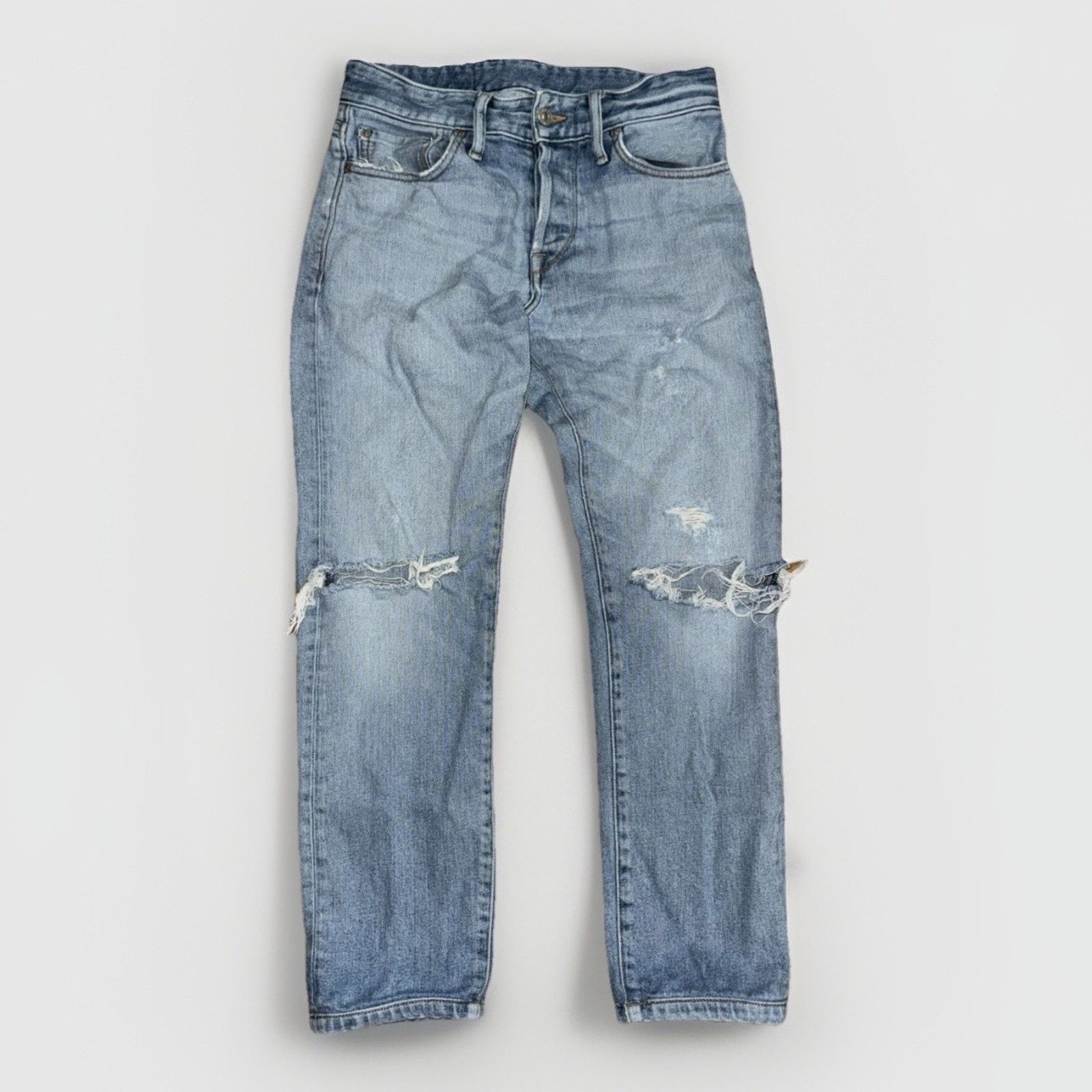 Buck Mason Buck Mason Button Fly Stone Washed Ripped Jeans 28x26 Skinny Size US 28 / EU 44 - 1 Thumbnail