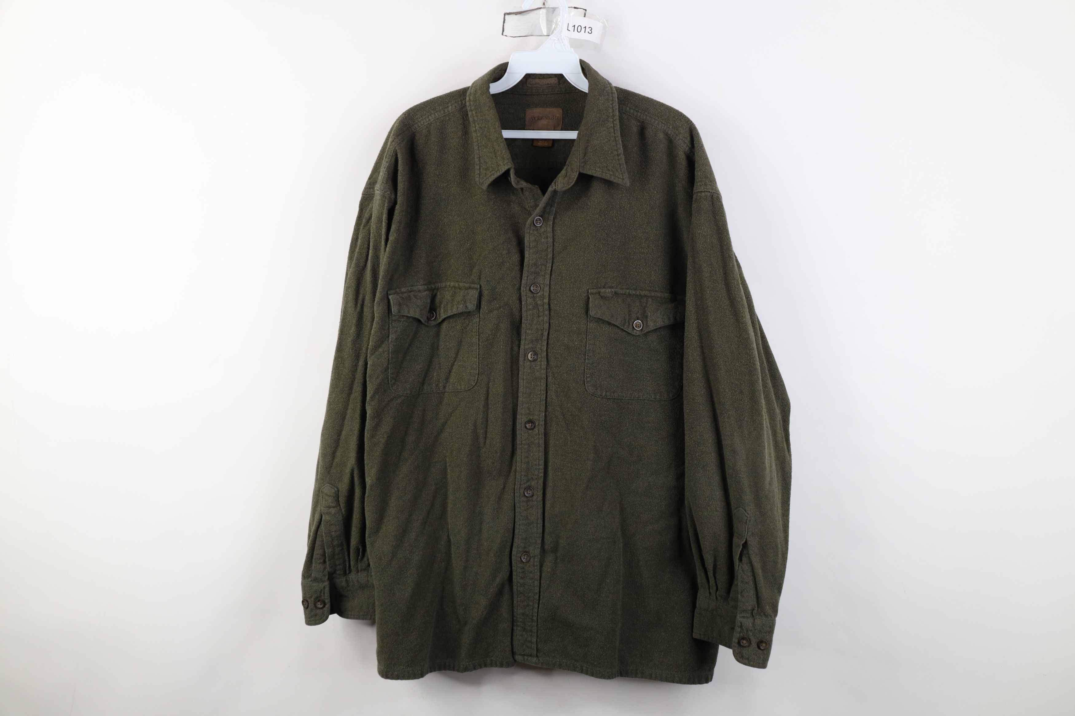 Vintage Vintage 90s Streetwear Chamois Cloth Button Shirt Green Size US XL / EU 56 / 4 - 1 Thumbnail