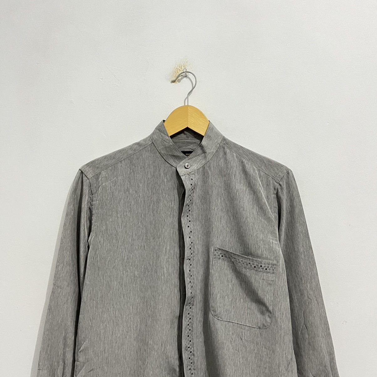 Japanese Brand × Kansai Yamamoto Kansai Yamamoto Vintage Long-Sleeve Shirt - Gray Textured Size US M / EU 48-50 / 2 - 2 Thumbnail