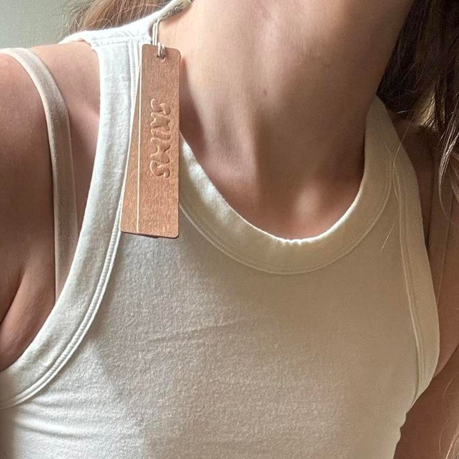 SKIMS NWT Skims Cotton Jersey High Neck Tank Marble White XS Basic Size XS / US 0-2 / IT 36-38 - 2 Thumbnail
