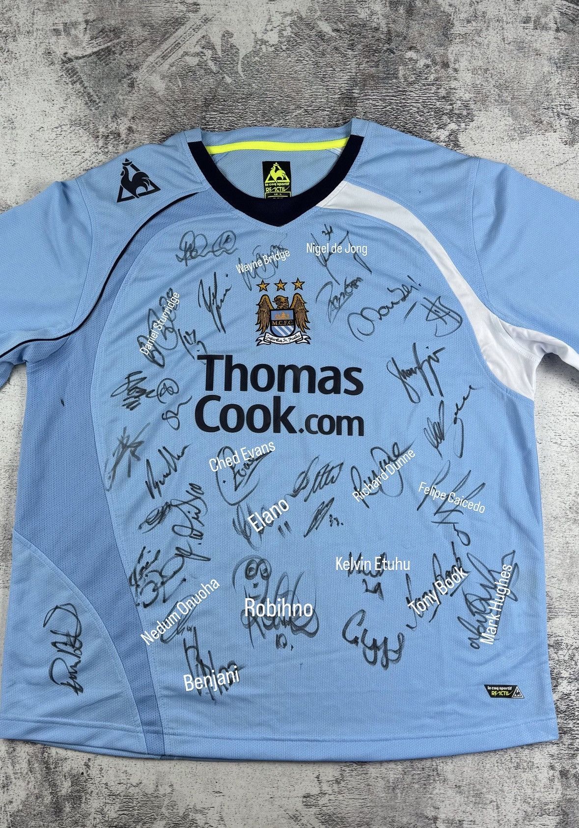 Le Coq Sportif Manchester City 2008/2009 All Squad Autographed Jersey Shirt Size US XL / EU 56 / 4 - 2 Thumbnail
