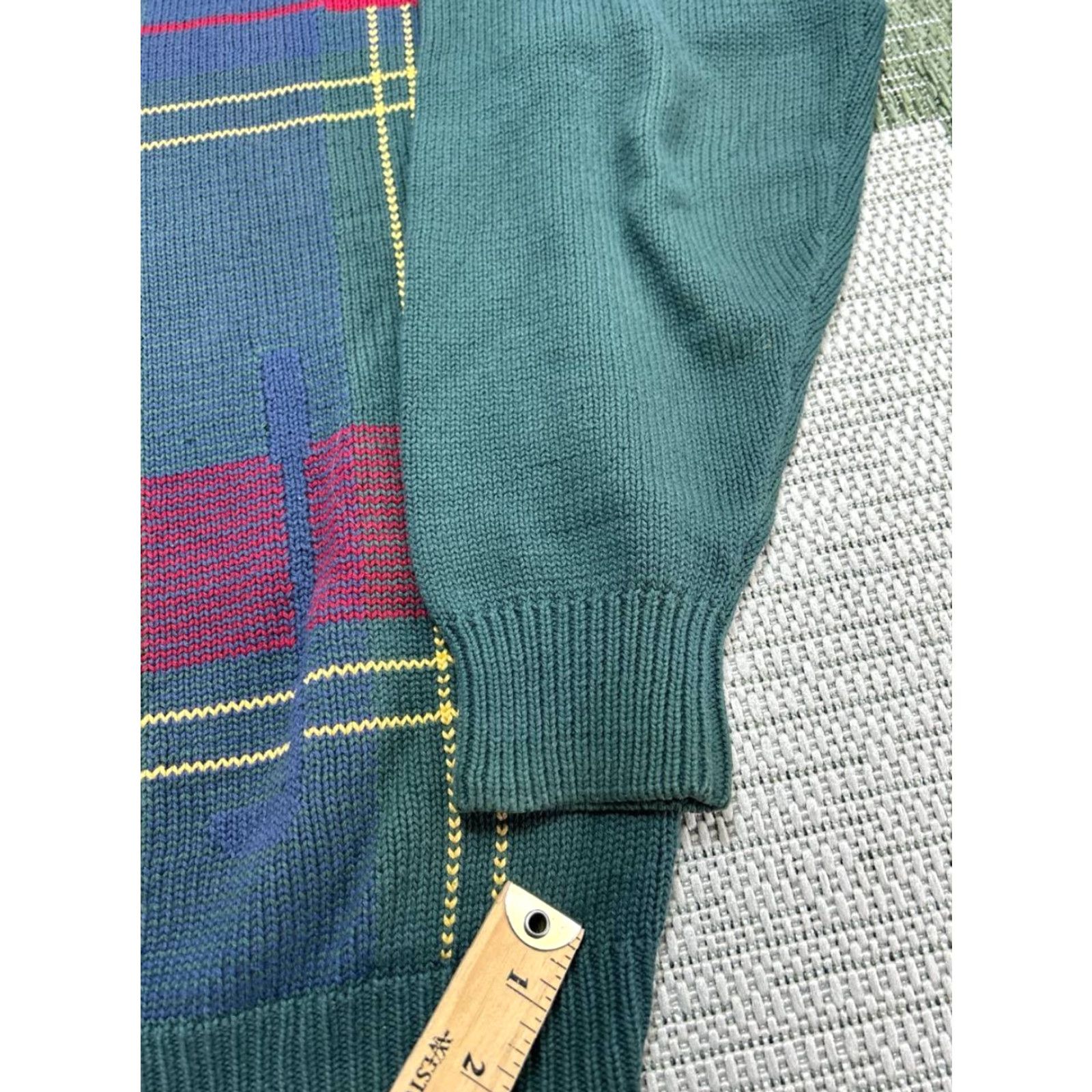 Vintage VINTAGE Joey Taylor Sweater Mens Medium Green Cotton Plaid Tight Knit Crew Neck Size US M / EU 48-50 / 2 - 7 Thumbnail