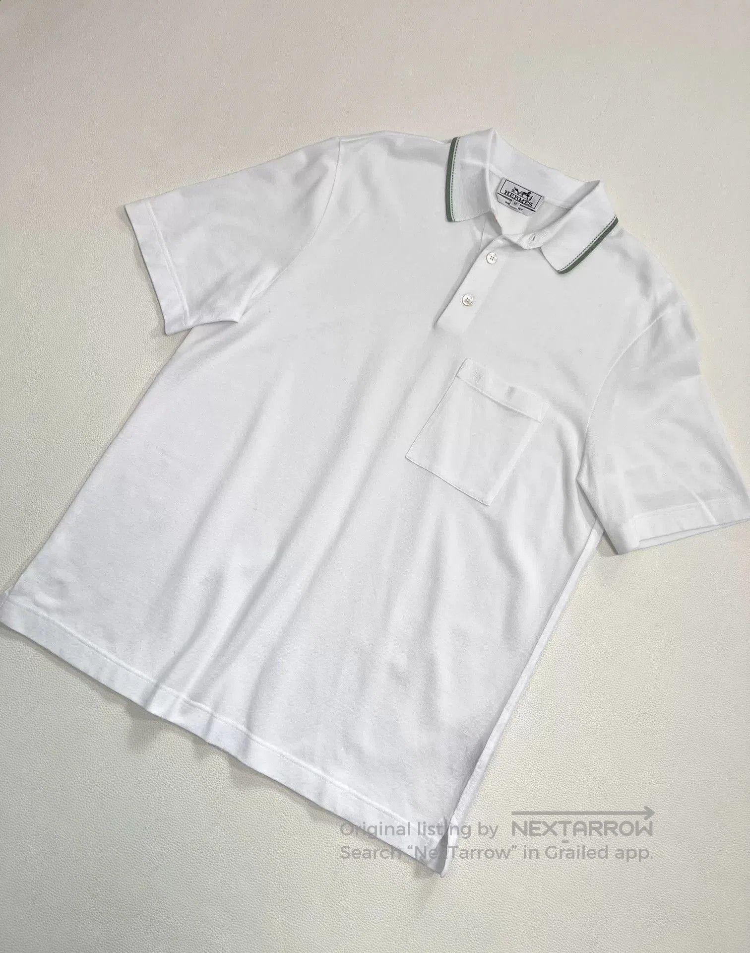 Hermes Hermes Men's New Polo Shirt Green Collar. Size US M / EU 48-50 / 2 - 3 Thumbnail