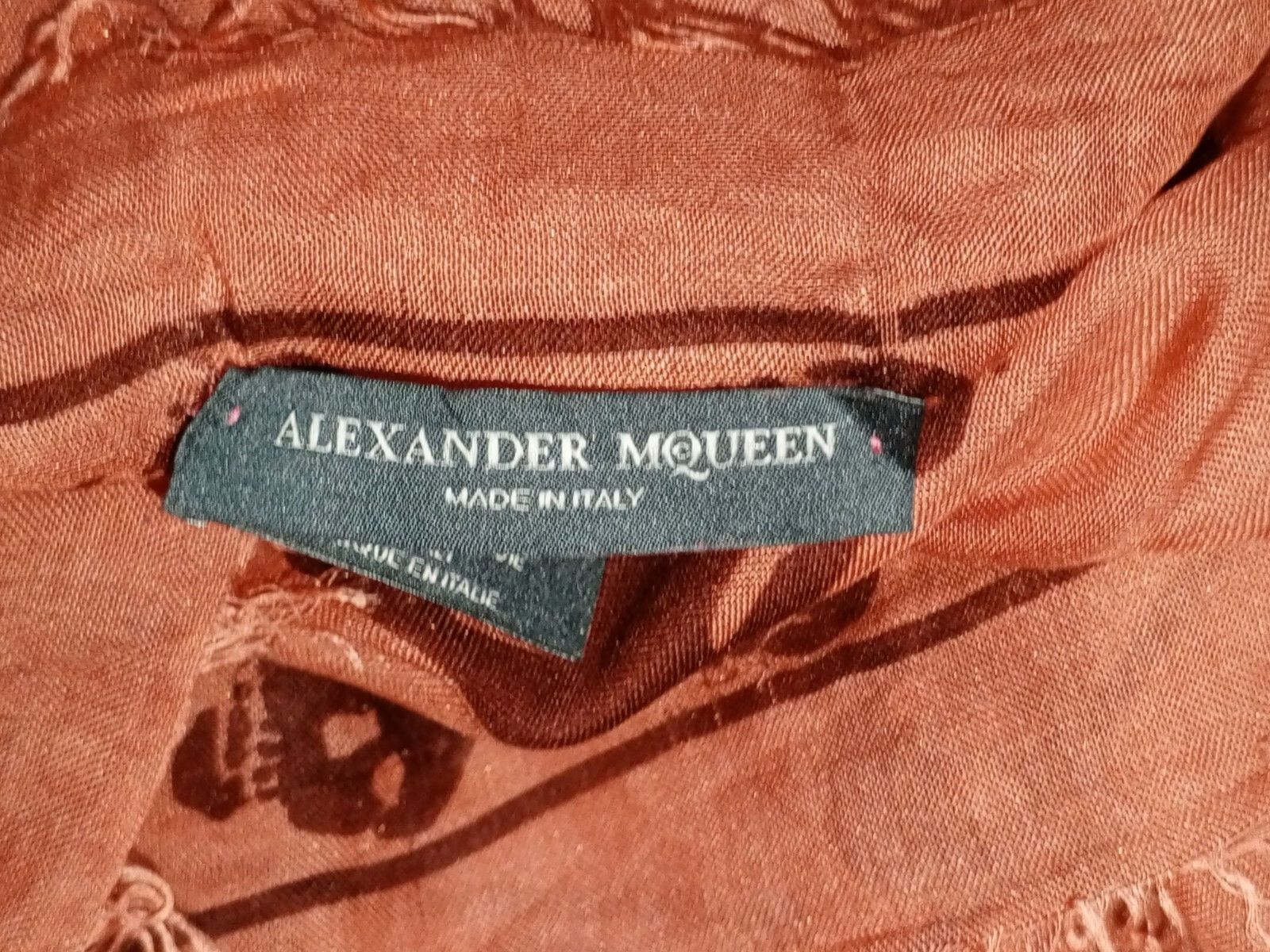 Alexander McQueen ALEXANDER MCQUEEN AMQ Signature Skull Orange Silk Scarf Size ONE SIZE - 7 Thumbnail