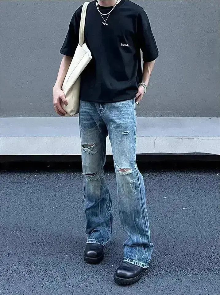 Japanese Brand Washed micro horn distressed jeans Size US 32 / EU 48 - 6 Thumbnail